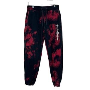 Hollister California Must-Have Collection Black w/ Red Tie Dye Sweatpants Size S